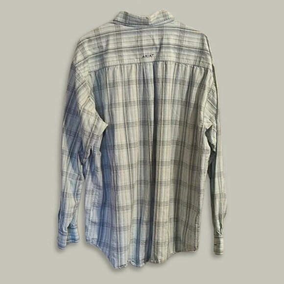 Ariat Plaid Button Down Shirt Long Sleeves Breathable Mesh Yoke Blue Men's XXL - Picture 2 of 13